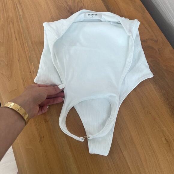 Aritzia Babaton Contour Halter Bodysuit White - Picture 4 of 9